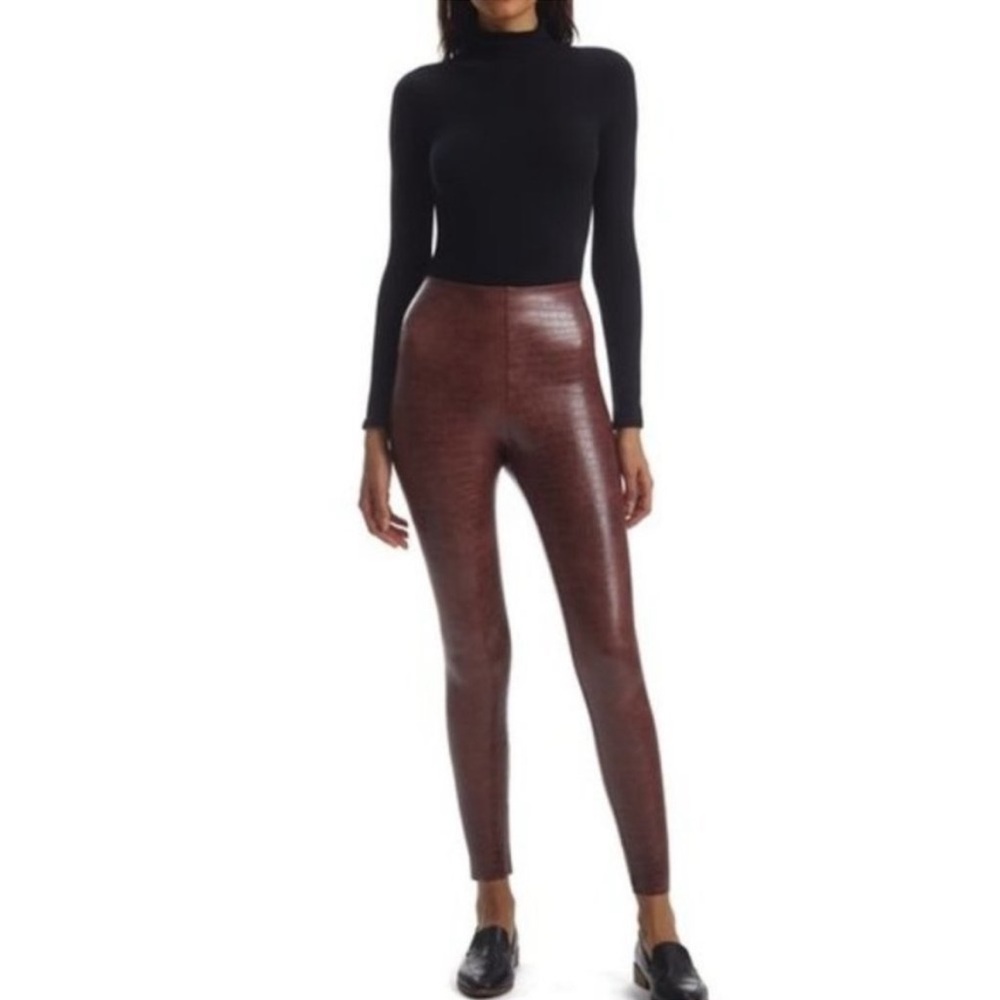 7 For All Mankind Faux Leather Croc Embossed Leggings